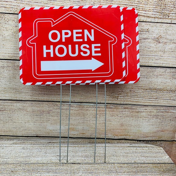 2-Pack Open House Signs Real Estate Yard Sign with Stake Red White Arrow 18x12 - Picture 2 of 7